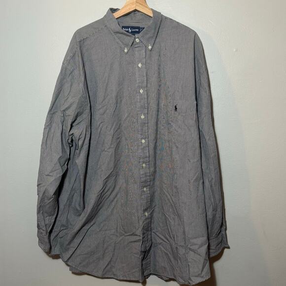 Vintage Men's Size 3XL Tall Polo Ralph Lauren Gingham Button Down 100% Cotton - Picture 2 of 6